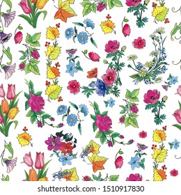 Flowers. Floral seamless pattern. Vector stock illustration