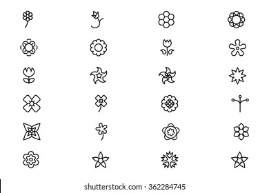 Flowers and Floral Vector Line Icons 4