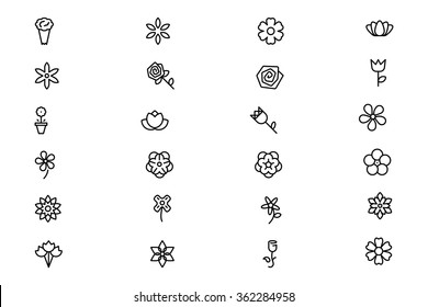 Flowers and Floral Vector Line Icons 3