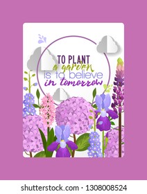 Flowers and floral vector pattern watercolor flowered greeting card holiday invitation for wedding birthday flowering hydrangea iris spring backdrop illustration background