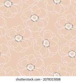 Flowers floral vector seamless pattern background. Trendy for fabric, textile print, texture, interior decor, wallpaper, invitation or packaging, wrapping.