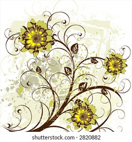 flowers and flower ornament on grunge background
