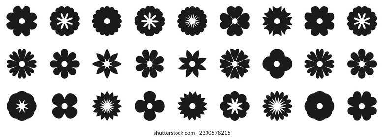 Flowers. Flower - vector icons. Flowers black color in flat design. Vector illustration