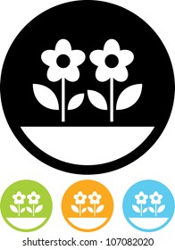 Flowers in flowerbed - Vector icon isolated