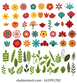 Flowers and foliage decorative collection