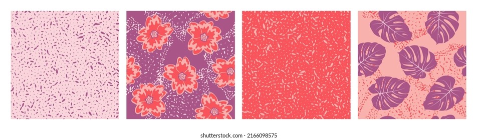 Flowers Foliage Grain Texture Seamless Pattern Stock Vector (Royalty ...