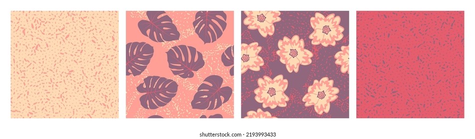 Flowers Foliage Grain Texture Seamless Pattern Stock Vector (Royalty ...