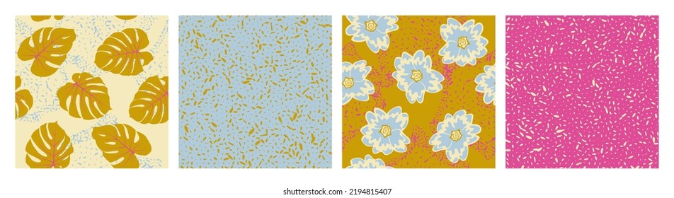 Flowers Foliage Grain Texture Seamless Pattern Stock Vector (Royalty ...