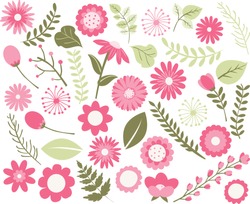 Flowers And Foliage - Pink