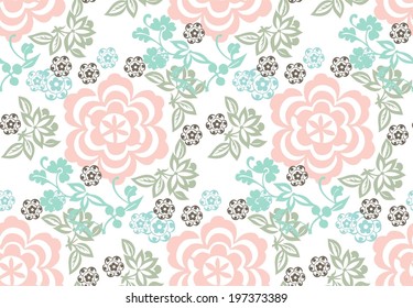 flowers, foliage, vector, graphic, drawing, illustration, pattern, print, background
