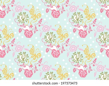 flowers, foliage, vector, graphic, drawing, illustration, pattern, print, background