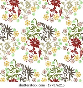 flowers, foliage, vector, graphic, drawing, illustration, pattern, print, background