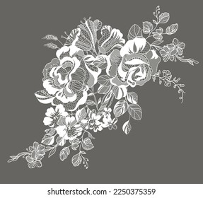 flowers and foliage. Vector illustration, bouquet.