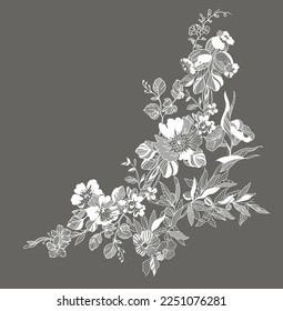 flowers and foliage. Vector illustration, bouquet.