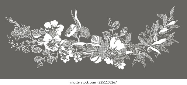 flowers and foliage. Vector illustration, bouquet.