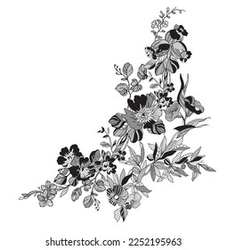 flowers and foliage. Vector illustration, bouquet.
