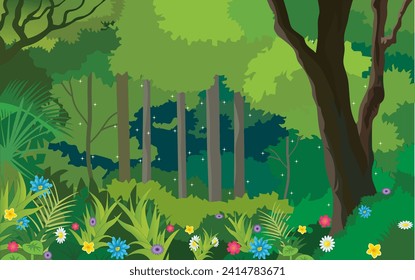 flores en el suelo forestal de noche