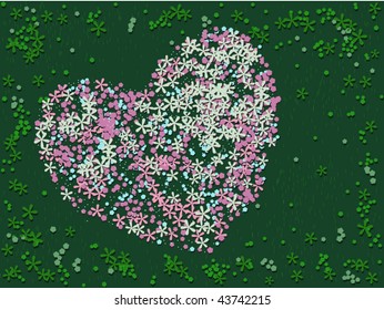 Flowers form the shape of a heart
