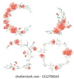 Flowers Frame Collection. Set of card with flowers for wedding invitations and birthday cards, eps 10 vector.