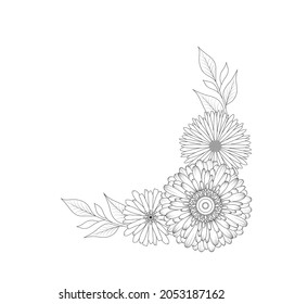 Flowers frame for coloring page. Postcards.
