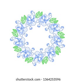 Flowers frame contour vector illustration