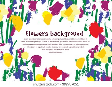 Flowers frame empty place nature. Color vector illustration. EPS8