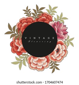 Blumenrahmen, inspiriert von der Stickerei der orientalischen Schals und Platz für Text