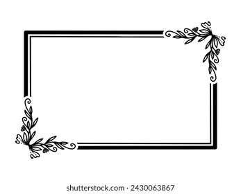 Flowers Frame Line Art Illustration