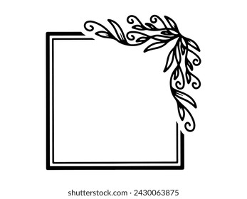 Flowers Frame Line Art Illustration