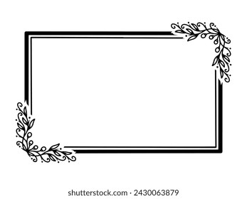Flowers Frame Line Art Illustration