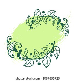 flowers frame on  green background
