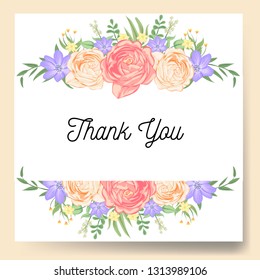 flowers frame rose border cute for wedding invitation and greeting card.