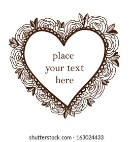 Flowers frame. Sketch vector design element for Valentine's day