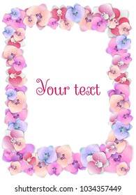 Flowers frame with space for text. Paper cutting orchid.