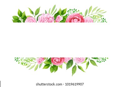 Flowers frame template.  Vector illustration.