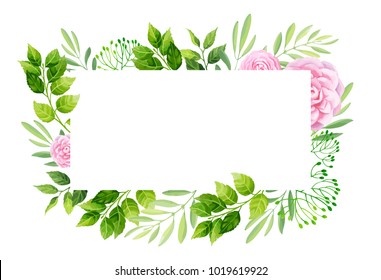 Flowers frame template.  Vector illustration.
