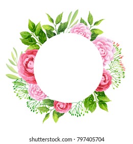 Flowers frame template.  Vector illustration.