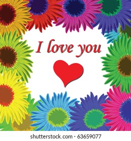 flowers frame with text, abstract vector art illustration