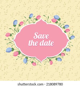 Flowers frame. Vector background. Floral romantil frame. Vintage background. Place for text. Invitation.