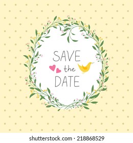 Flowers frame. Vector background. Floral romantic oval frame. Vintage background. Place for text. Invitation.