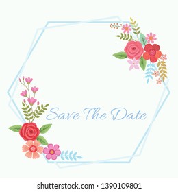 Flowers in frame vector design invitation crad.