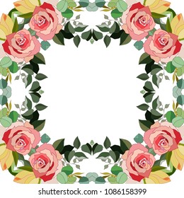 Flowers Frame Vector Illustration.