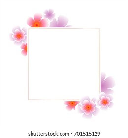 Flowers frame. Violet Sakura Flowers frame isolated on white background. Vector EPS 10, cmyk.