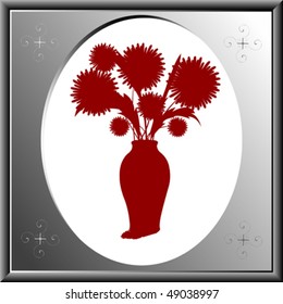 flowers framed portrait, abstract vector art illustration