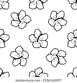 Flores frangipani padrão sem costura doodle vetor no fundo branco