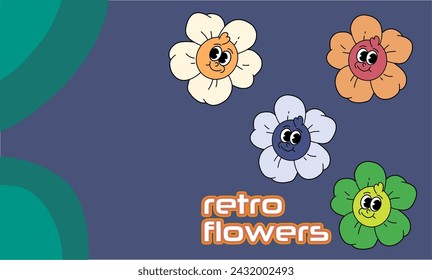 The flowers are in full bloom.They are brightly colored.
The background is a solid color.
It has a geometric pattern.