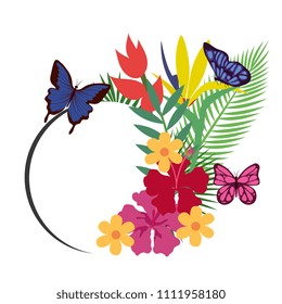 flowers garden with butterflies