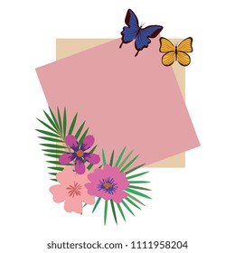 flowers garden with butterflies