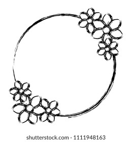 flowers garden decorative circular frame