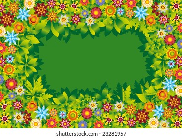 Flowers garden frame vector illustration / background